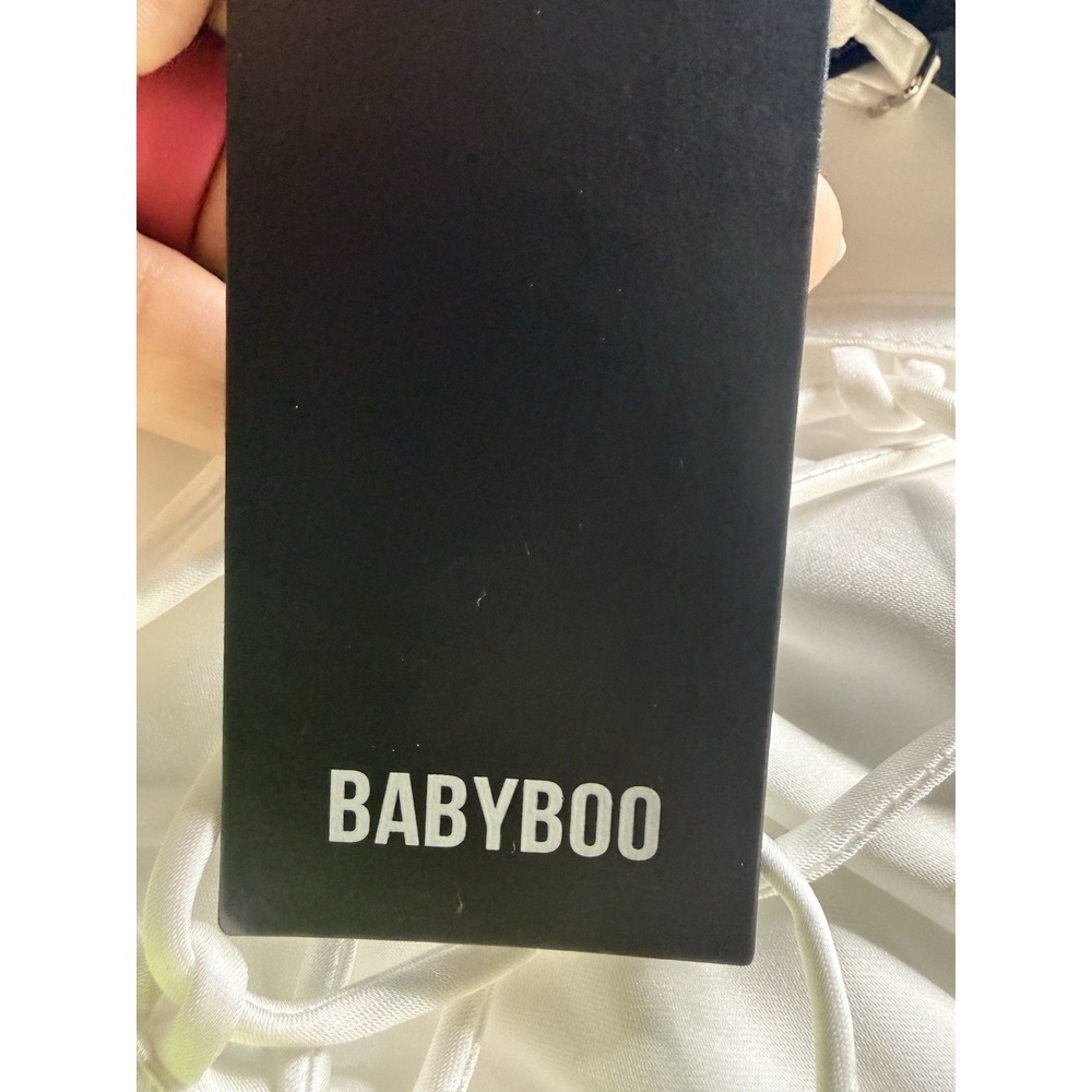 Babyboo Fashion Calanthe Satin Mini Dress Ivory White Corset Lace Up Size S NWT - Picture 4 of 5